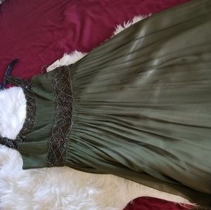 Empire Waist Adrianna Papell Dress - Olive Green